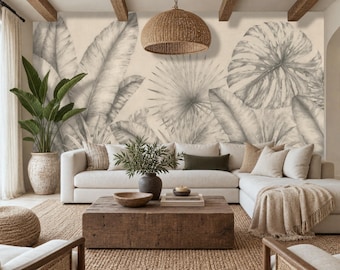 Tropical Botanical Wall Mural Peel and Stick