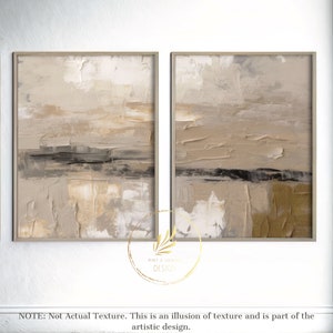 Set of 2 Beige Textured Effect Wall Art Digital Printable Abstract Wall Decor