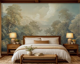 Vintage Forest Landscape Wall Mural Peel and Stick