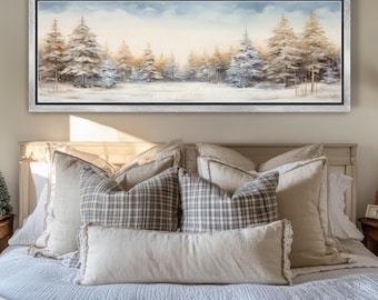 Winter Scenery Framed Canvas Horizontal Panoramic Wall Art Prints