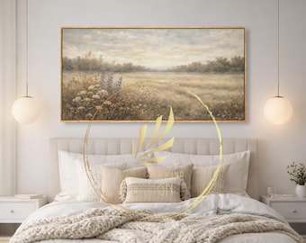 Floral Landscape Framed or Unframed Horizontal Panoramic Canvas Wall Art Prints