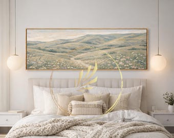 Floral Landscape Framed or Unframed Horizontal Panoramic Canvas Wall Art Prints