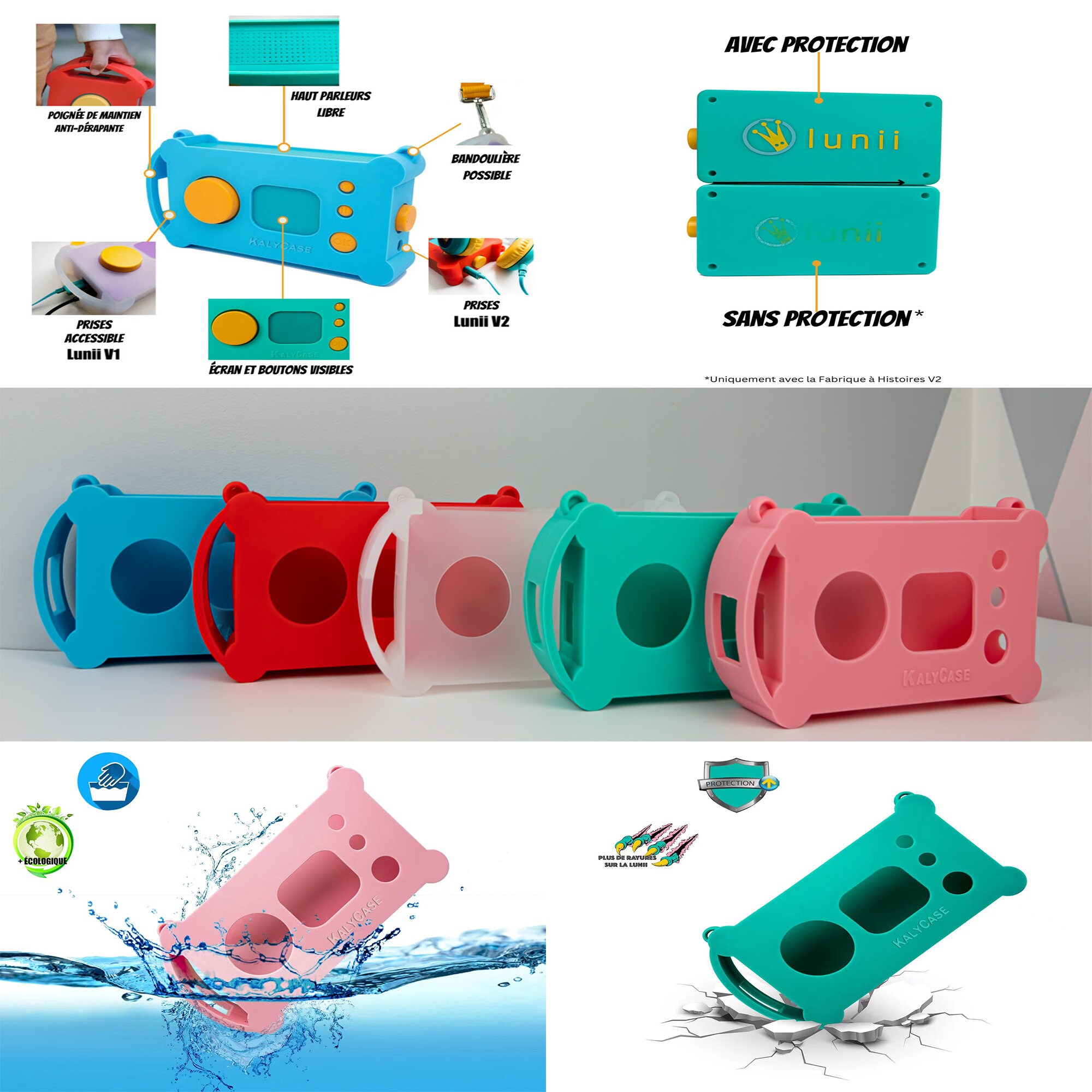 Housse Protection Silicone Rose KALYCASE Pour Fabrique à Histoires Lunii (V1,V2,V3)