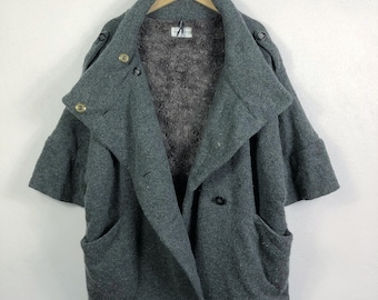 Vintage 90's Yves Saint Laurent YSL 100% Wool Gray Overcoat Jacket