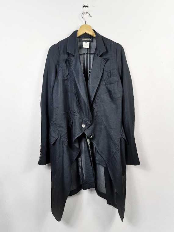 Ann Demeulemeester, Rare Vintage 2000s Ann Demeulemeester Black Asymmetrical Jacket Made in Italy