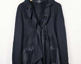 Seltene Vintage 2000er Jahre Lanvin Collection Drapierter Zopfschal-Strickschal-Cardigan-Pullover Made in Japan