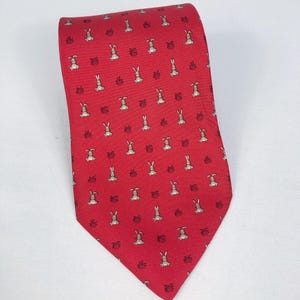 Seltene Vintage Hermes Hase Motiv Seidenkrawatte Made in France