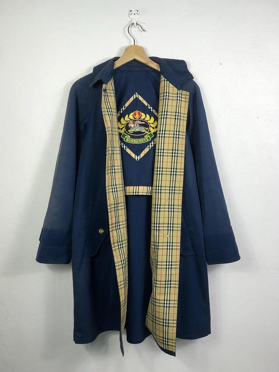 Vintage Burberrys Nova Check Big Logo Embroidered Button Trench