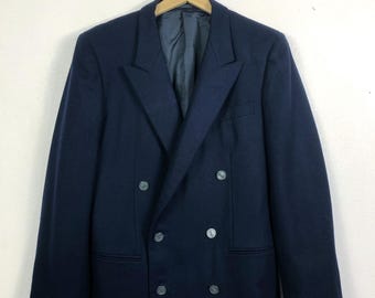 Vintage Yves Saint Laurent YSL Grey Striped Wool Preppy