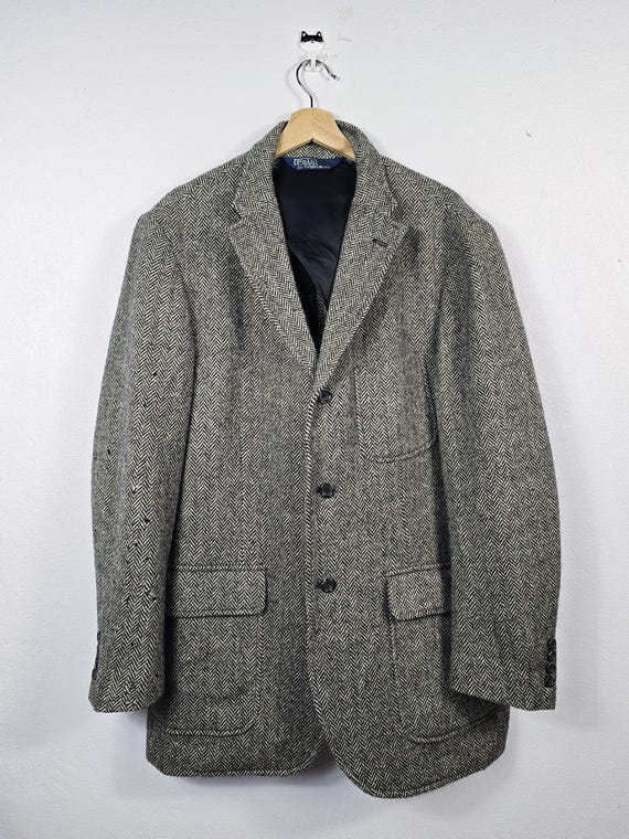 Polo Ralph Lauren, Rare Vintage 90s Polo Ralph Lauren Herringbone Tweed Jacket Blazer Suit