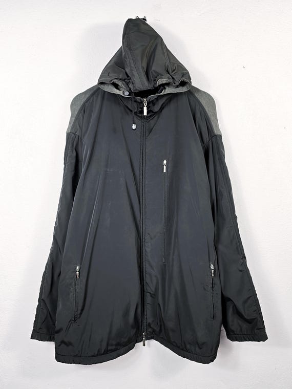 Giorgio Armani, Rare Vintage 1997 Giorgio Armani Borgunuovo 21 Technical Hooded Jacket Black Label Made in Italy