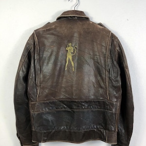 Rare Vintage Schott Black Cats Handpaint Leather Jacket