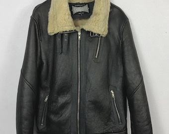 80s Vintage Schott Type B-3 Flight Mouton Leather Jacket - Etsy
