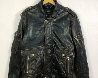 ジャケット・アウター Dark Wear old diesel leather jacket Rare Vintage Diesel Lambskin Leather Jacket - Etsy