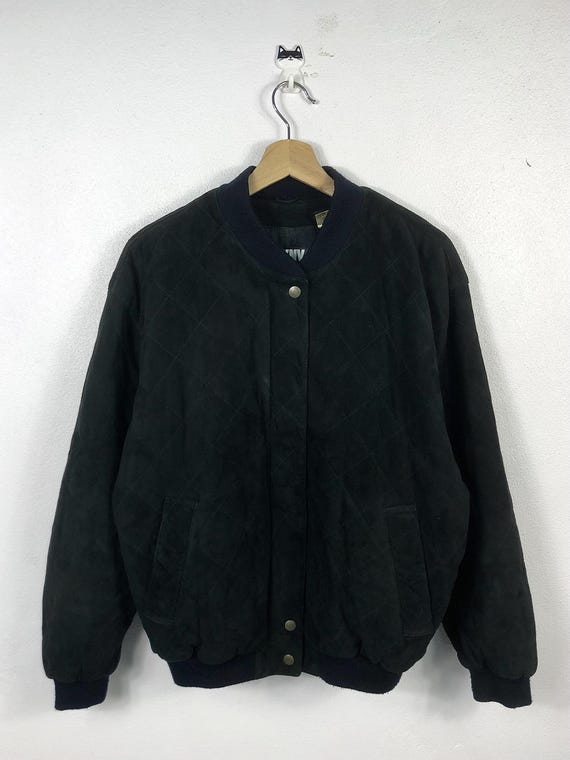 DKNY, Rare Vintage 90s DKNY Lambsuede Leather Bomber Jacket