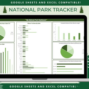 National Park Tracker Spreadsheet, Hiking Tracking Spreadsheet,  Travel Tracking Track, Digital Digital Spreadsheet
