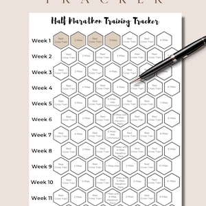 Beginner Half Marathon Planner Printable | Weekly Running Tracker | Weekly Running Planner | Downloadable PDFs | Digital Spreadsheet