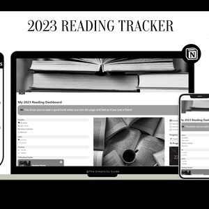 B&W Notion Template Reading Tracker | Notion Book Tracker Dashboard, Reading Planner, TBR, Reading Challenges, Notion Planner