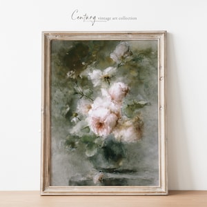 Vintage Printable Art Download | Still Life of Roses | 19th Century Watercolor | Digital Printable Art Download | Rustic Floral Wall Art
