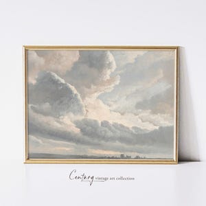 Descarga de arte imprimible vintage / Estudio de nubes / Pintura al óleo de paisaje del siglo XIX / Estudio de nubes de Simon Denis / Decoración rústica del hogar