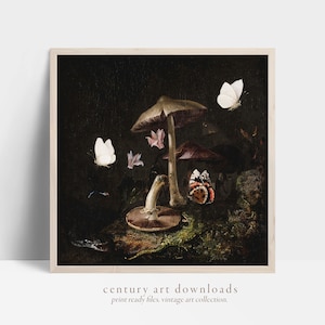 Mushroom Vintage Art Printable Download | Mushroom Forest Floor | 17th Century Oil Painting | Autumn Home Decor Vintage Printable Art