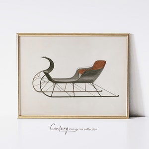 Vintage Christmas Printable Wall Art | Winter Sled | 18th Century Drawing | Winter Christmas Sleigh Holiday Digital Printable Art Download