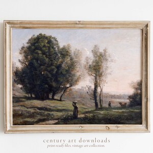 Vintage Printable Art Download | Trees in the Landscape | 19th Century Oil Painting | Antique Warm Aesthetic Vintage Printable Wall Art