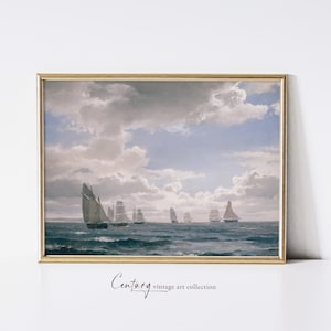 Segelboote auf dem Wasser | Vintage druckbare Kunst Download | 19ten Jahrhundert Ölgemälde | Digital druckbare Kunst Download | Nautische Wandkunst