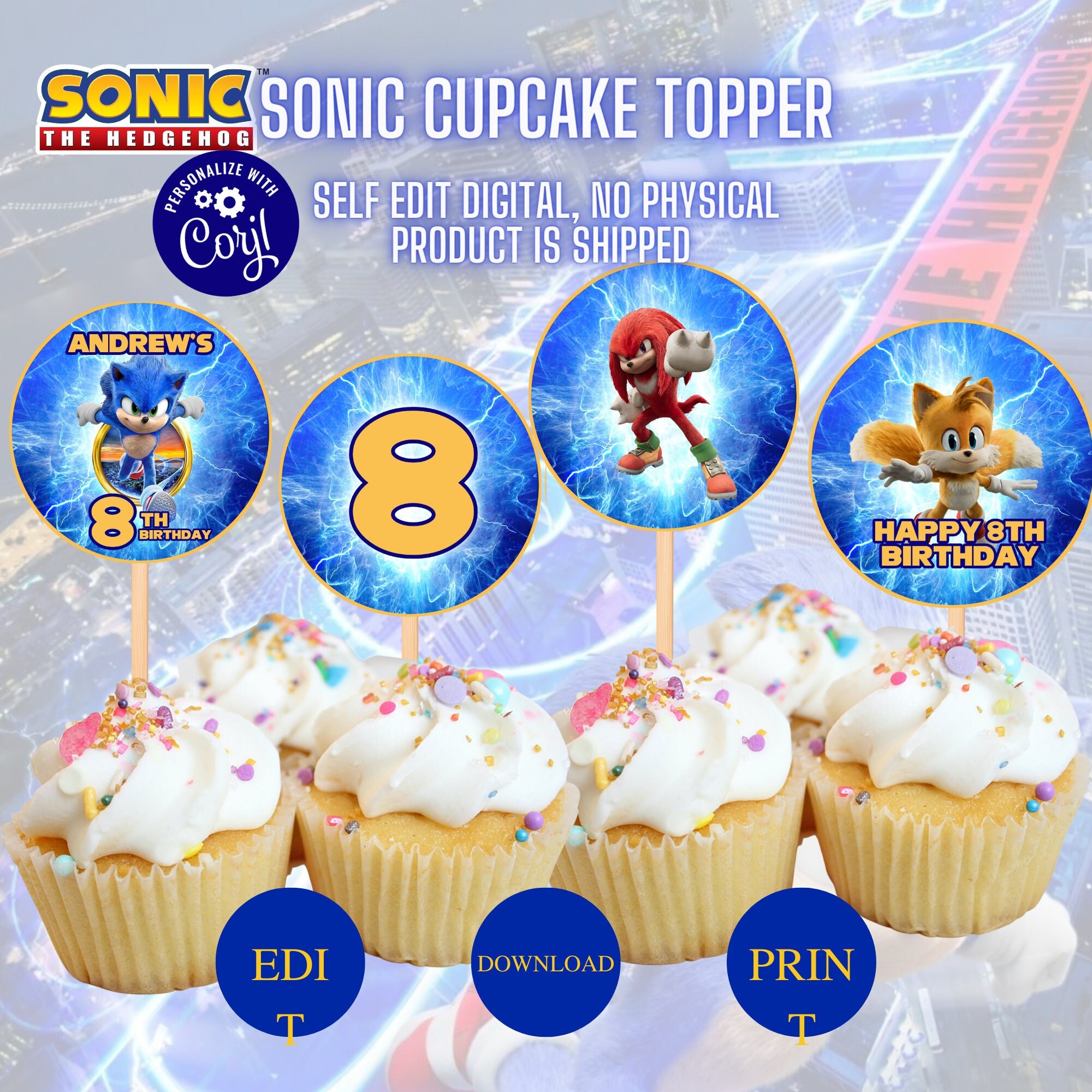 Sonic Shadow and Silver Cupcakes Edible Cupcake Topper Images ABPID536 – A  Birthday Place