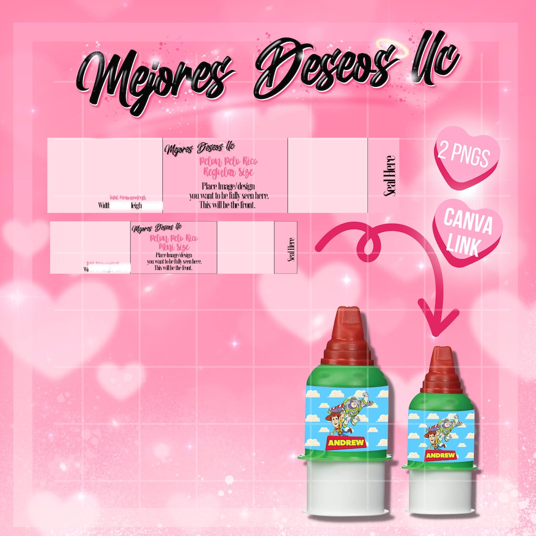 Pelon Pelo Rico Regular and Mini TEMPLATE PNG. Make Your Own Pelon Pelo Rico Labels for Party