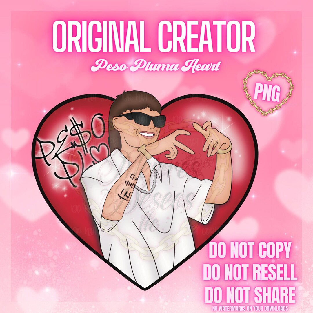 Peso Pluma PNG ONLY, Peso Pluma Heart PNG, Peso Pluma Clipart, Peso