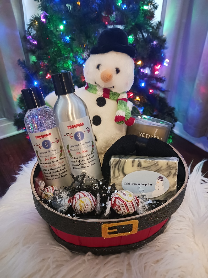 Snowman Gift Basket for Men, Holiday Gift Baskets for Men, Christmas