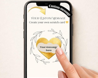 Tarjeta rasca y gana digital personalizada, sorpresa personalizada, envío por mensaje de texto, tarjeta rasca y gana interactiva, tarjeta de revelación