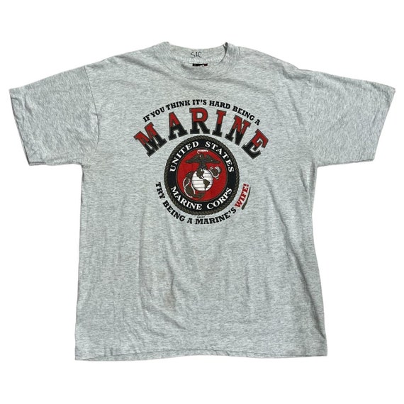 Vintage 1993 Marines “Try Being A Marines Wife” T… - image 1