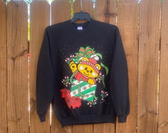 Vintage 1994 Teddy Bear Christmas Present Sweater Size L