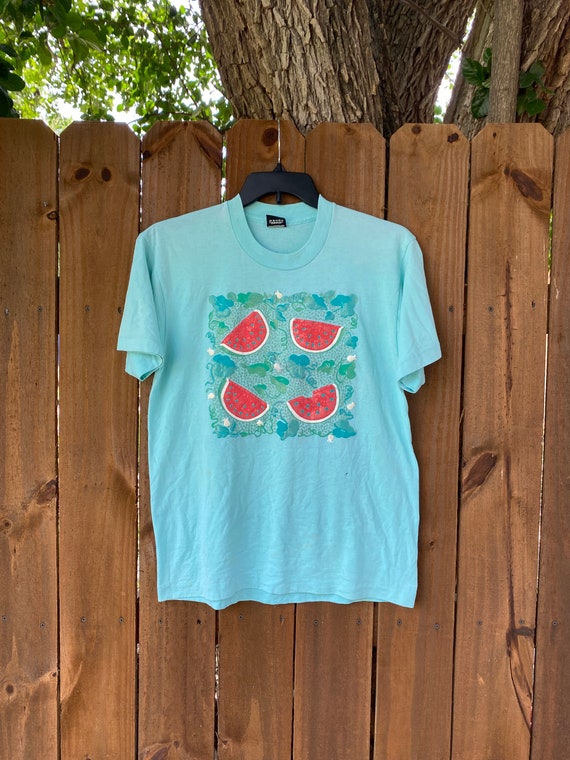 Vintage Watermelons and Flowers Single Stitch T-sh