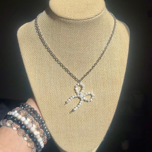Mother of Pearl Bow Necklace - Coquette Pearl Bow Necklace