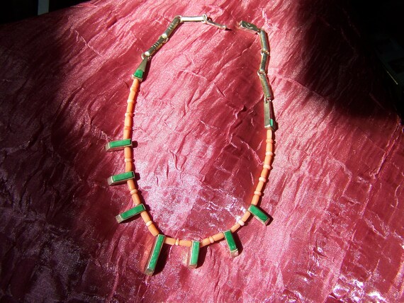 Ric Lasalute Turquoise and Coral Rare necklace - image 6