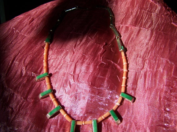 Ric Lasalute Turquoise and Coral Rare necklace - image 4