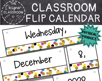 CLASSROOM FLIP CALENDAR | Rainbow Dots | Classroom Calendar Set | Classroom Decor