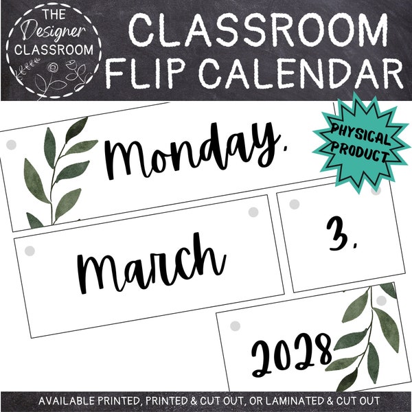 CLASSROOM FLIP CALENDAR | Farmhouse Classroom | Plants Classroom | Calendar Set | Classroom Decor |