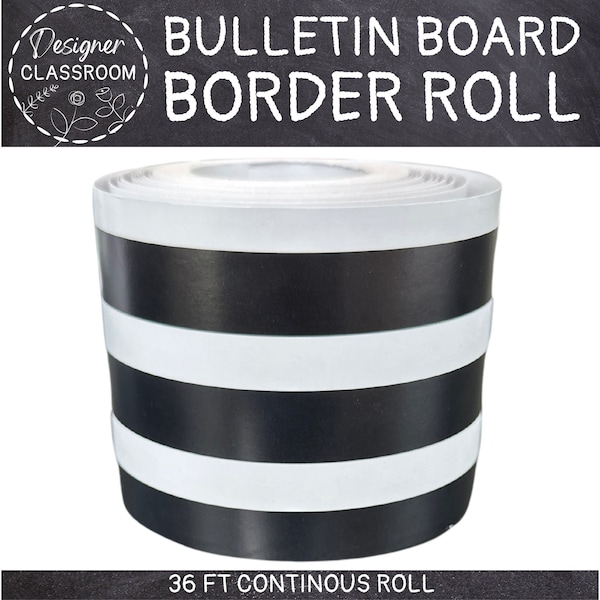 Black and White Stripe Bulletin Board Border | Modern Classroom Decor | Farm House Classroom Decor | Industrial Classroom Decor