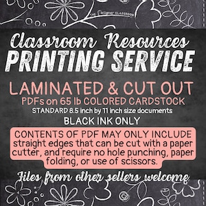 SERVICE D'IMPRESSION | Décoration de salle de classe | Ressources éducatives | Laminé et découpé | Bords droits uniquement | Papier cartonné coloré