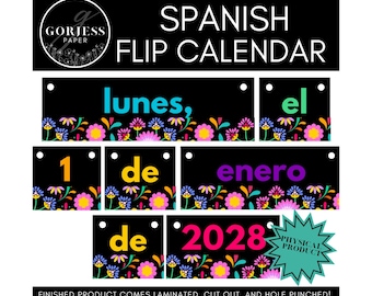 Spanish Flip Calendar: Bold Classroom Decor