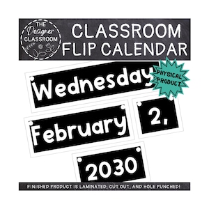 Classroom Flip Calendar: Black & White Laminated Cardstock