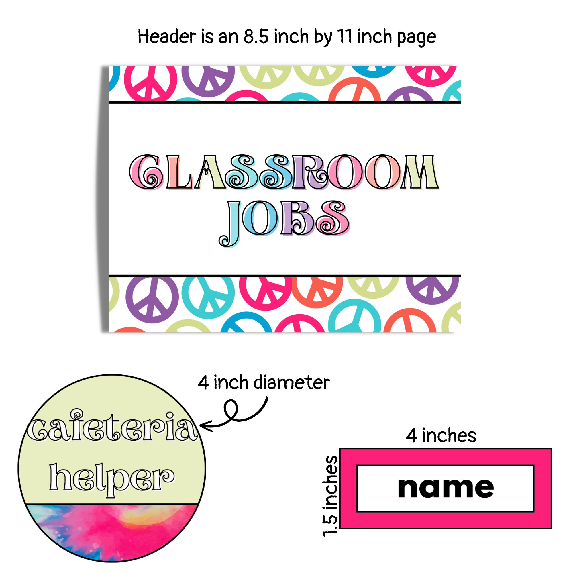 EDITABLE CLASSROOM JOBS Display Retro Tie Dye Classroom Etsy