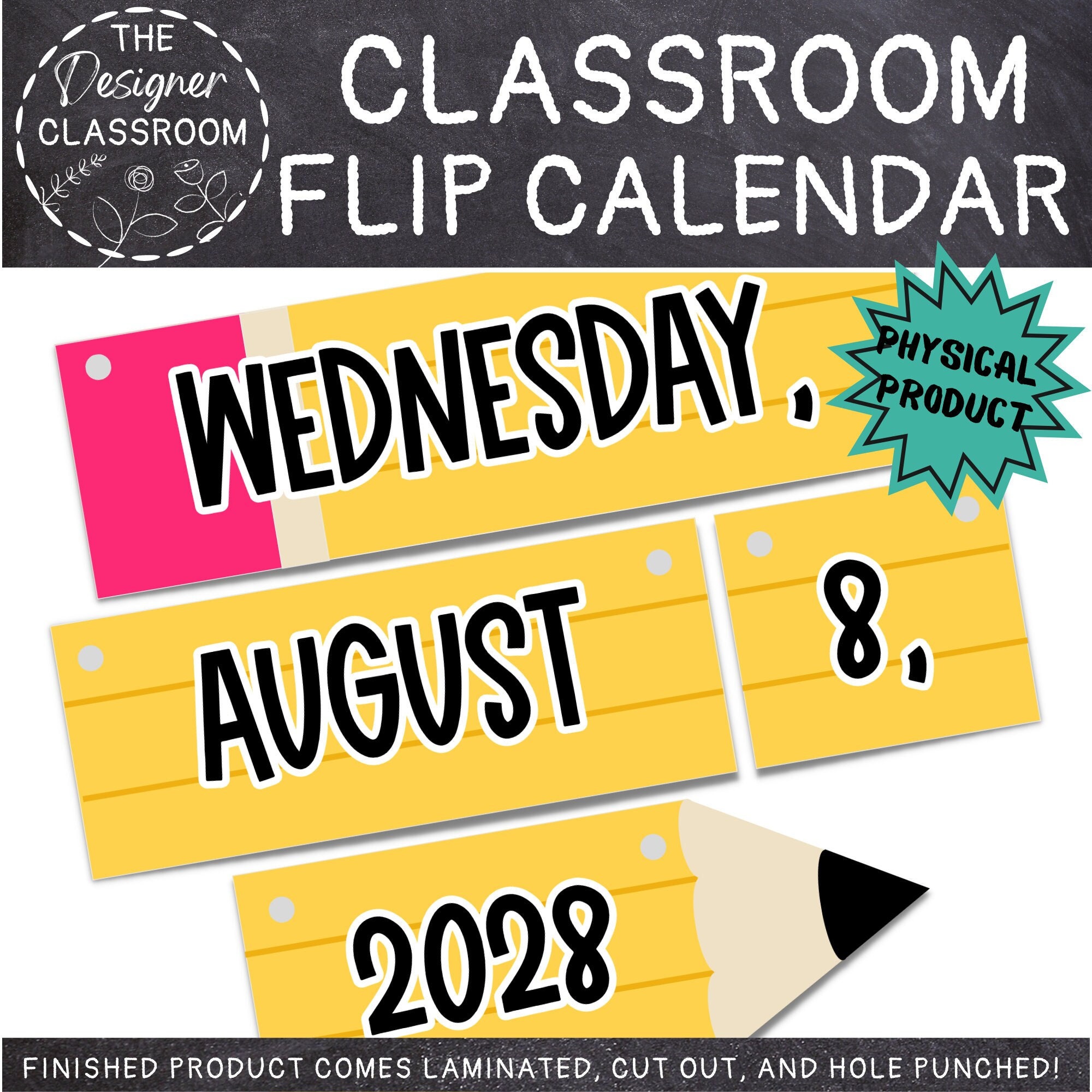 CLASSROOM FLIP CALENDAR Big Pencil Flip Calendar Classroom Calendar Set  Classroom Decor - Etsy