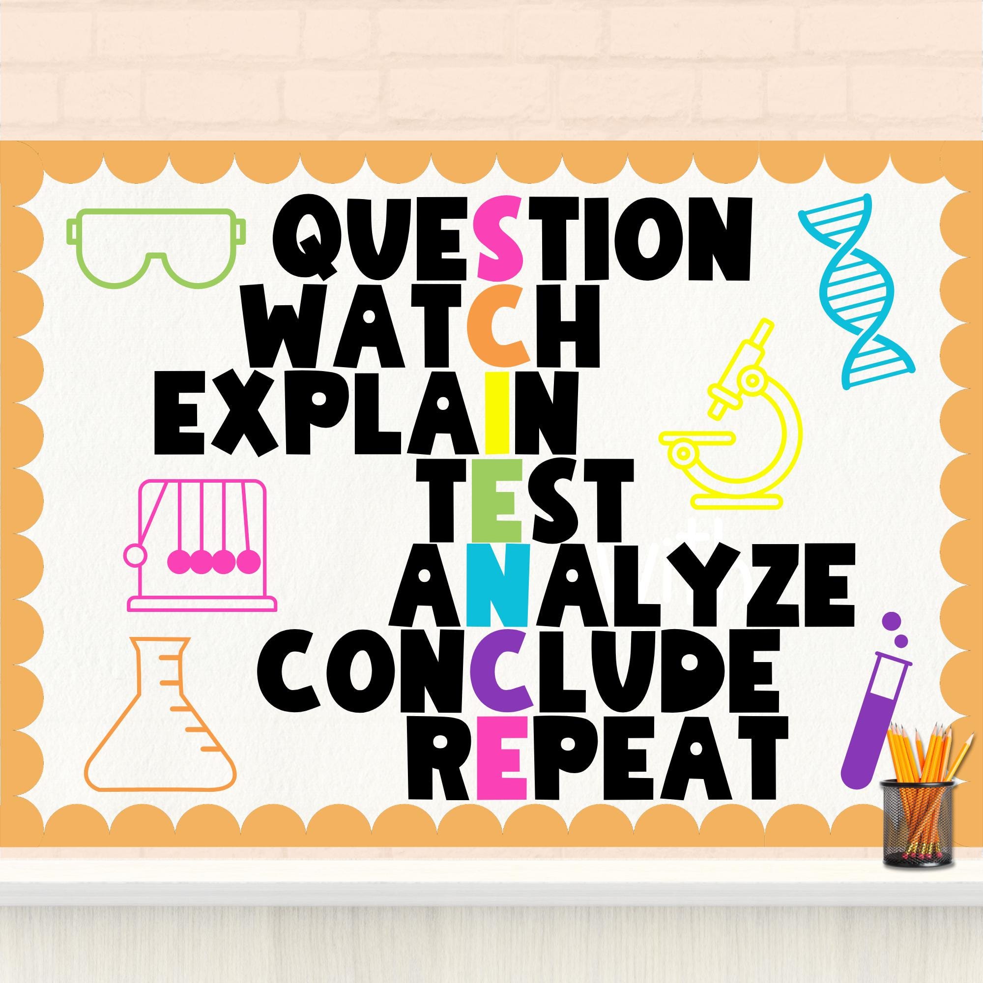 Science Bulletin Board Kit: Rainbow Cardstock Letters, Classroom Decor ...