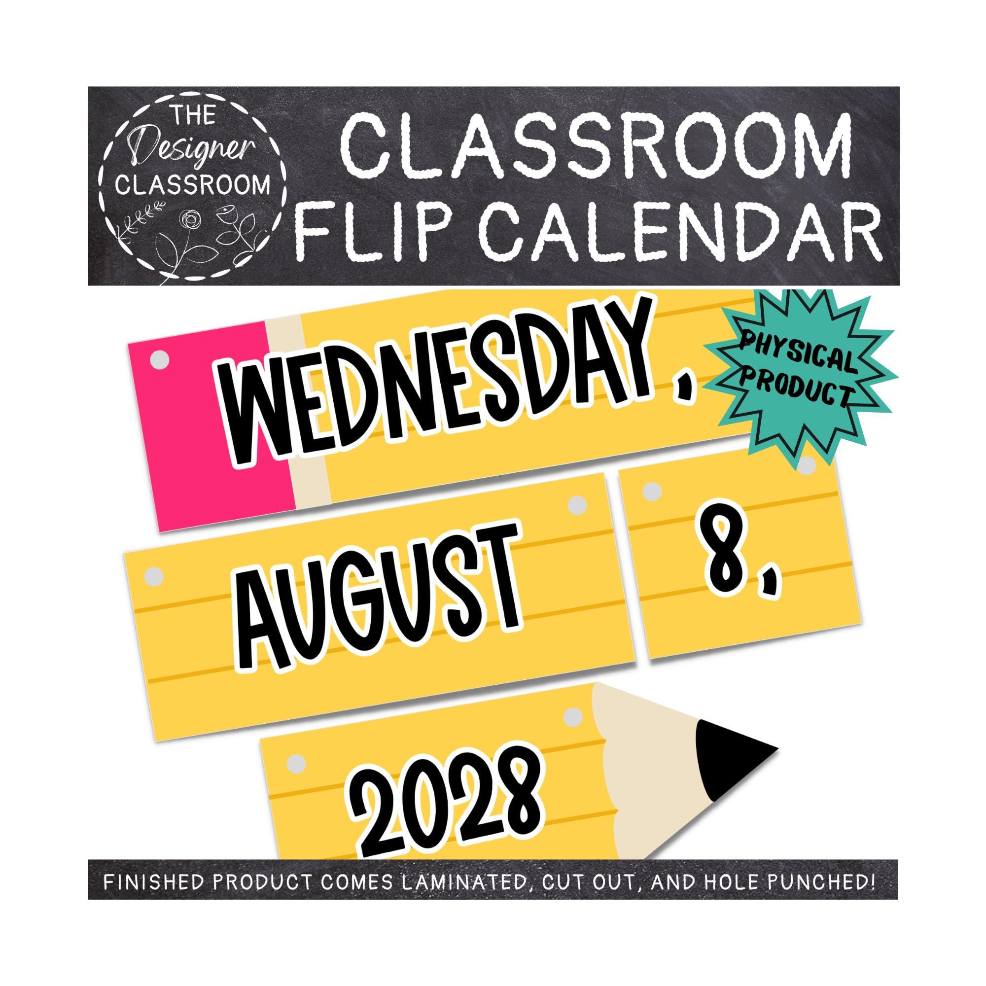 Adjustable Flip Calendar Holder Set - 16 To 28 Inch Rod With Brackets & Rings For Classroom Whiteboard