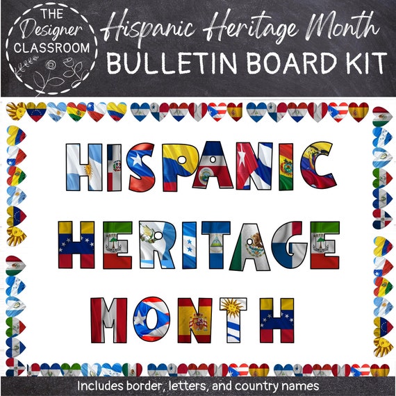 60 Hispanische Monats-Dekobordüren – Mit 23 Lateinamerikanischen Flaggen, 33x7,6 Cm, Für Pinnwände & Klassenzimmer